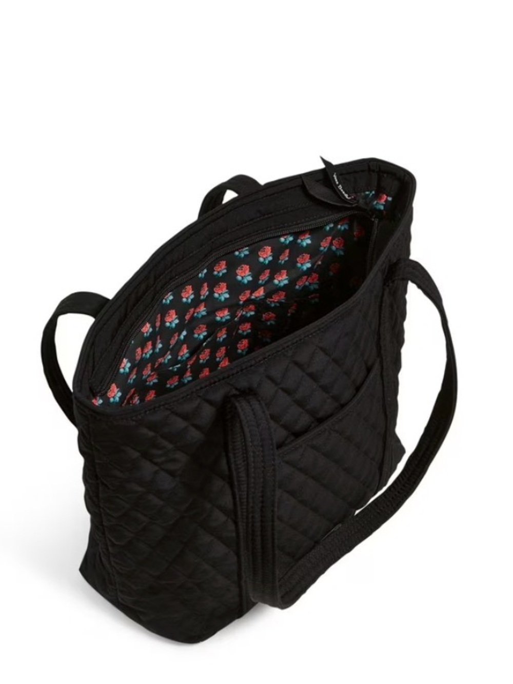 Vera Bradley large Black Quilted Tote with interior ”rose” pattern discontinued. - Picture 3 of 9
